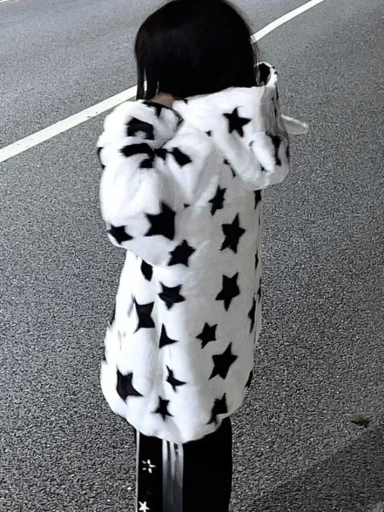 Fuzzy Star Oversized Zip Up Hoodie