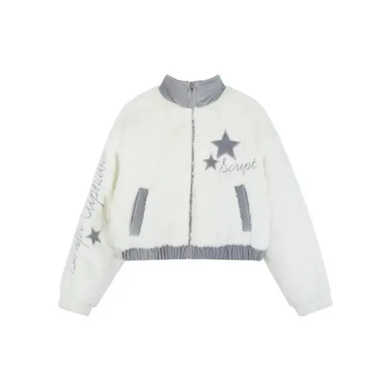 Fuzzy Star Zip Up Jacket