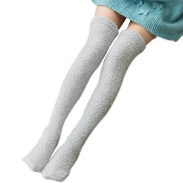 Fuzzy Striped Thigh Highs