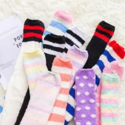 Fuzzy Striped Thigh Highs