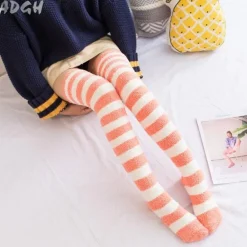 Fuzzy Striped Thigh Highs