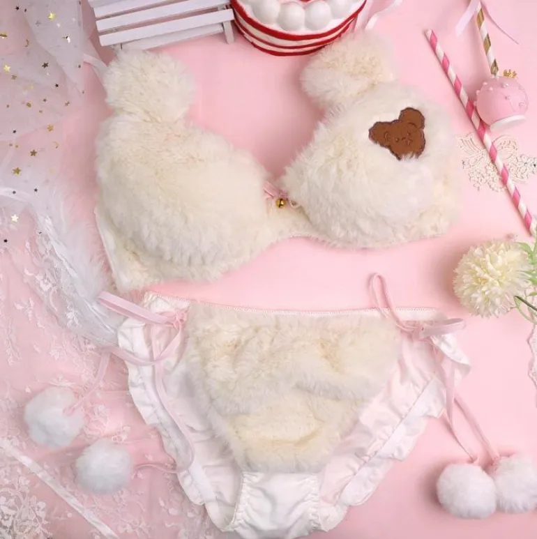 Fuzzy Teddy Bear Lingerie Set