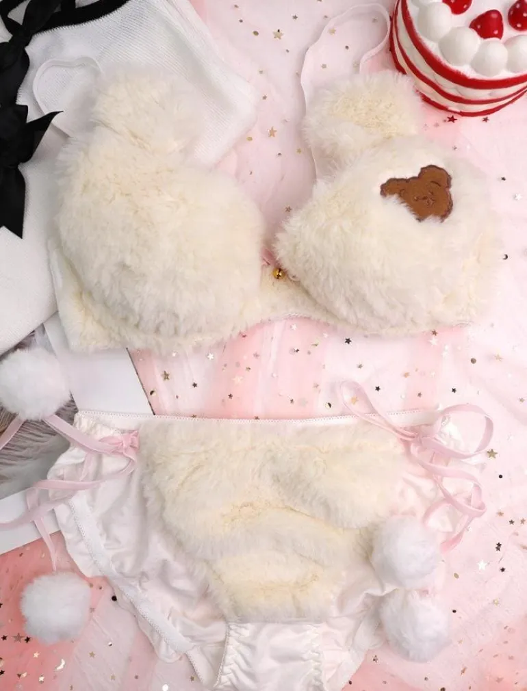 Fuzzy Teddy Bear Lingerie Set