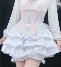 Fuzzy White Ruffled Bloomers