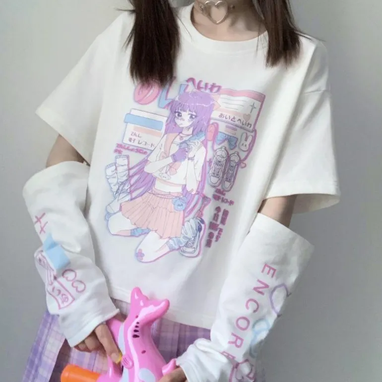 Gaming E-Girl Crop Top With Cuffs