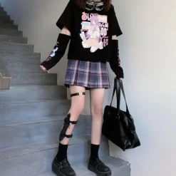 Gaming E-Girl Crop Top With Cuffs