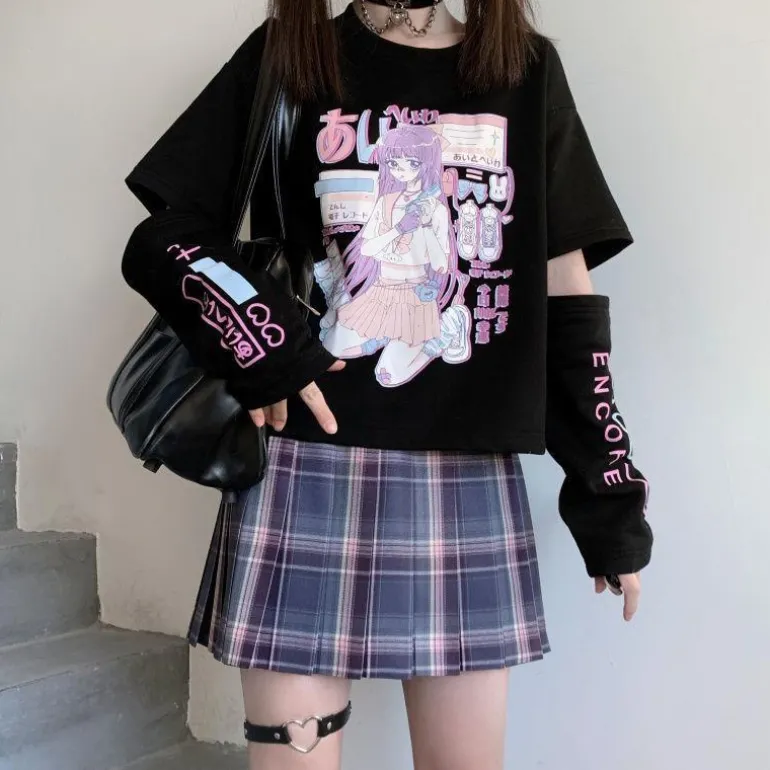 Gaming E-Girl Crop Top With Cuffs