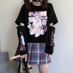 Gaming E-Girl Crop Top With Cuffs