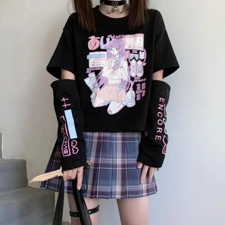 Gaming E-Girl Crop Top With Cuffs