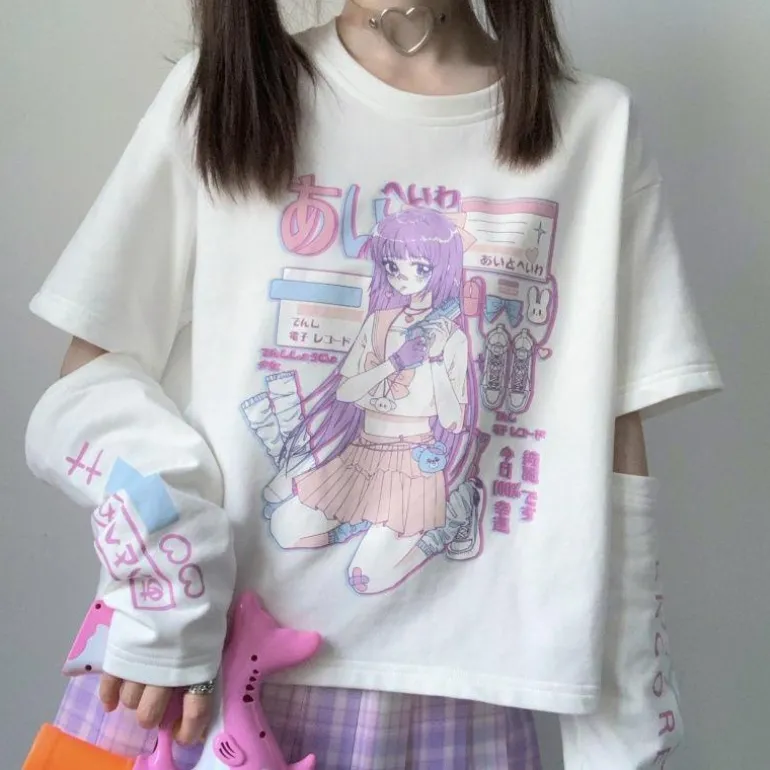 Gaming E-Girl Crop Top With Cuffs
