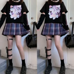 Gaming E-Girl Crop Top With Cuffs