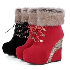 Glitter Wedge Booties