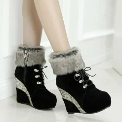 Glitter Wedge Booties