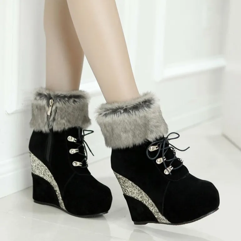 Glitter Wedge Booties