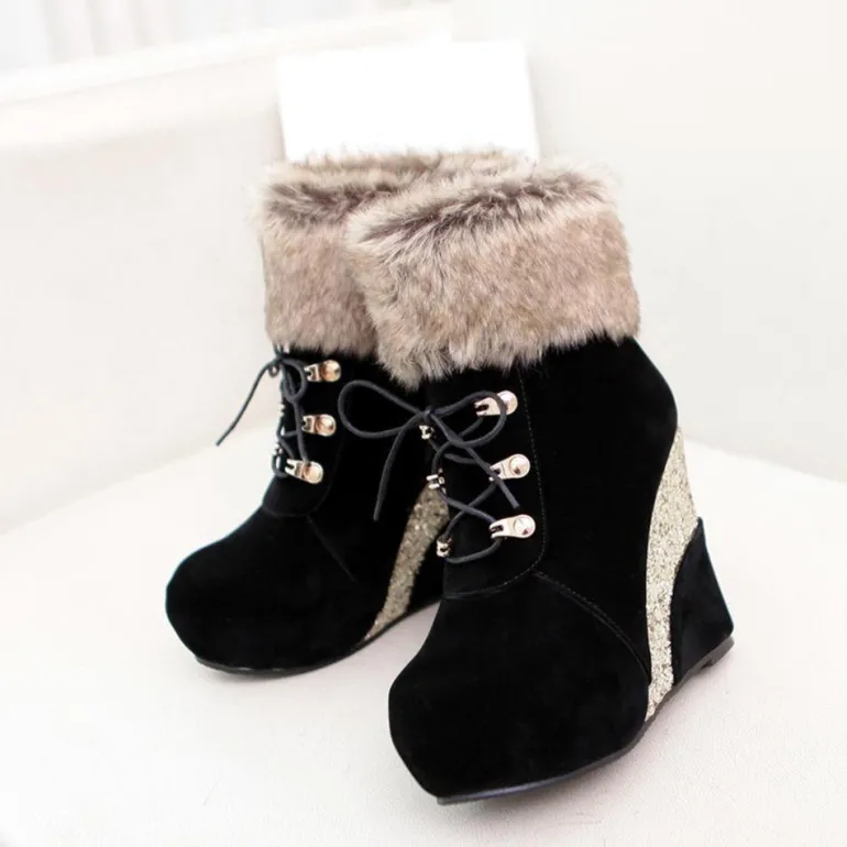 Glitter Wedge Booties
