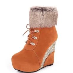 Glitter Wedge Booties