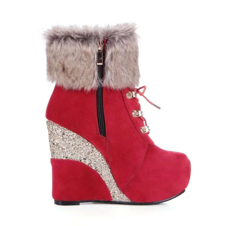 Glitter Wedge Booties