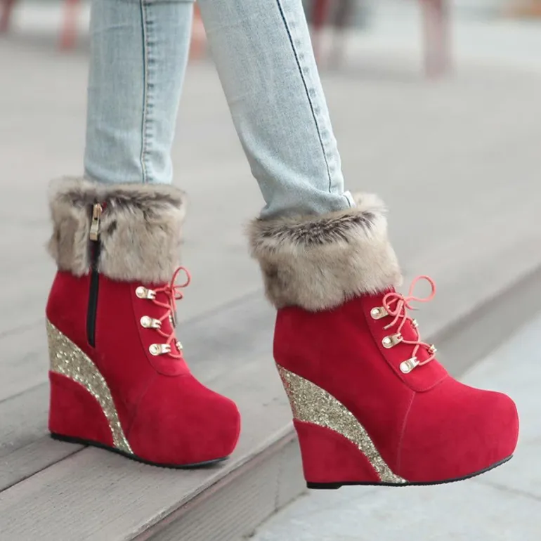 Glitter Wedge Booties