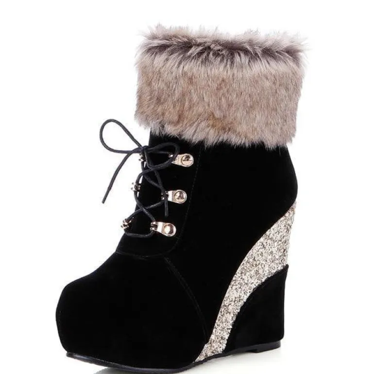 Glitter Wedge Booties