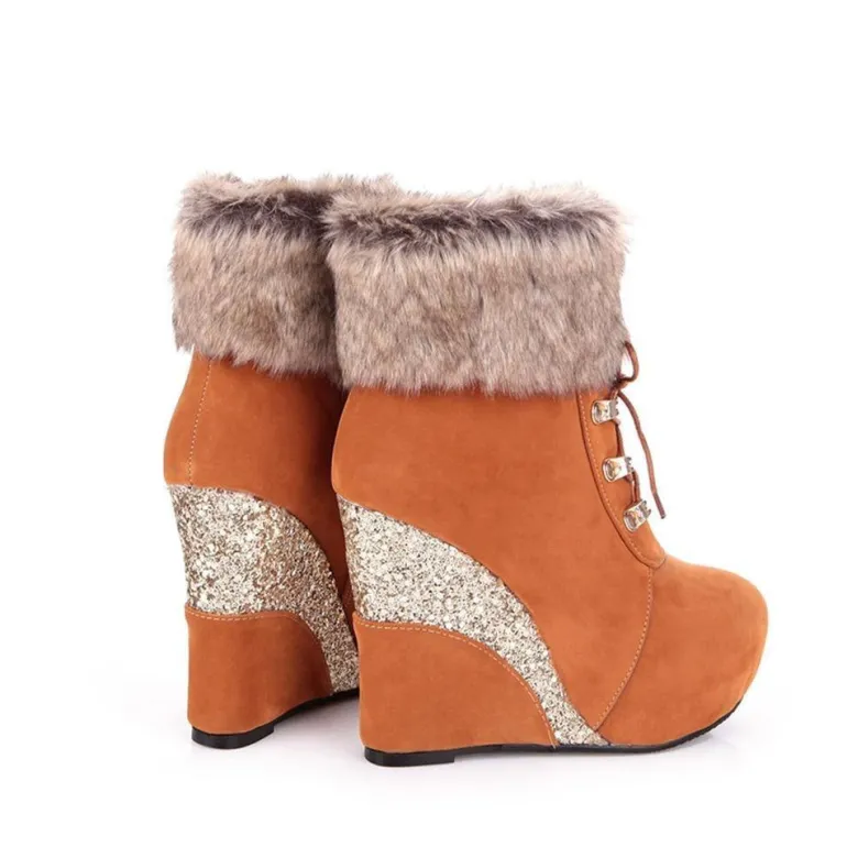 Glitter Wedge Booties