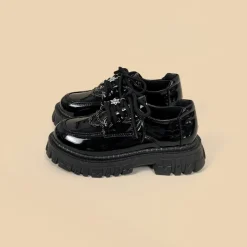 Glossy Black Pentagram Mary Janes