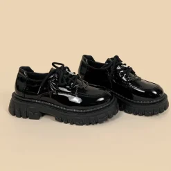 Glossy Black Pentagram Mary Janes
