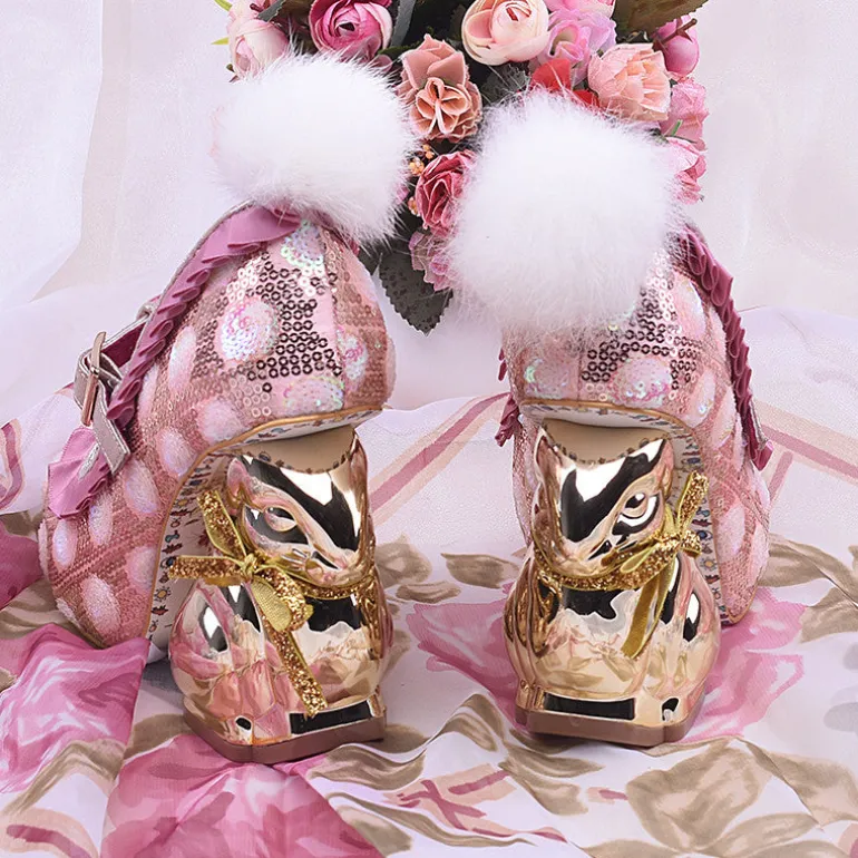 Golden Bunny Pumps