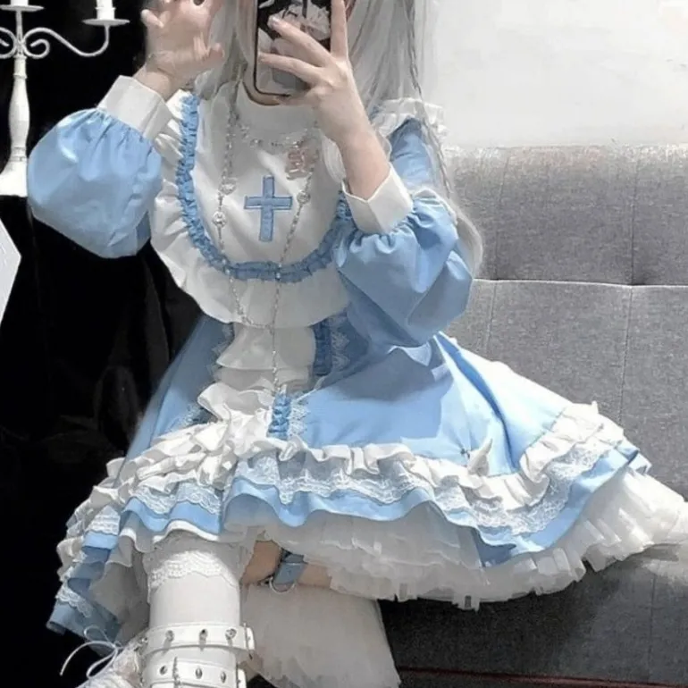 Hail Mary Ruffled Blue Dress