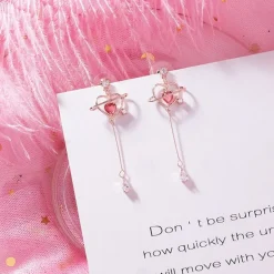 Heart Pendant Drop Earrings