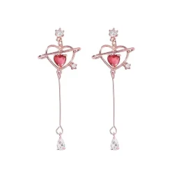 Heart Pendant Drop Earrings