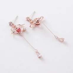 Heart Pendant Drop Earrings
