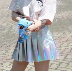 Holographic Pleated Skirt