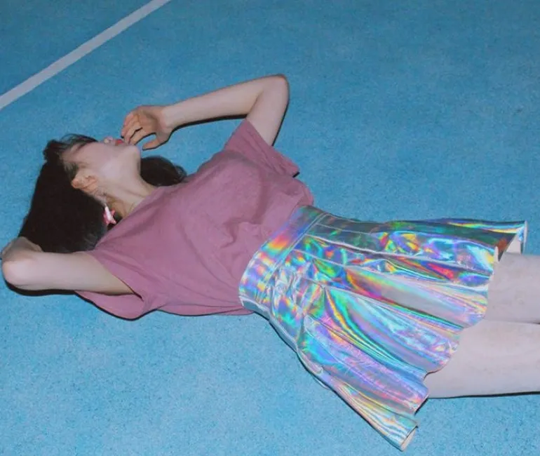 Holographic Pleated Skirt