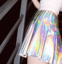 Holographic Pleated Skirt