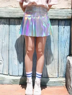 Holographic Pleated Skirt