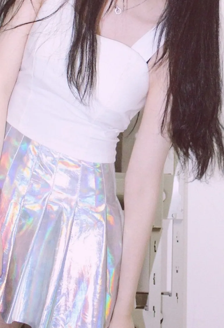 Holographic Pleated Skirt