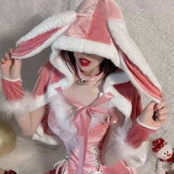 Hooded Pink Christmas Bunny Set