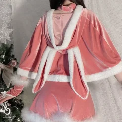 Hooded Pink Christmas Bunny Set
