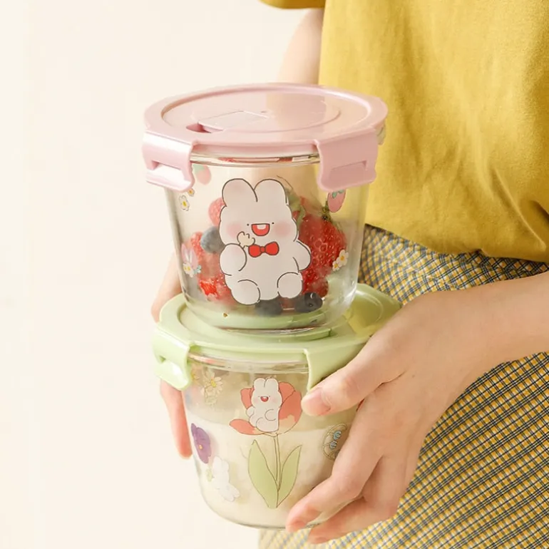 Kawaii Bunny Microwave Glass Bowl With Lid