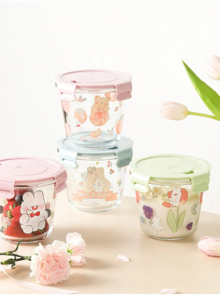 Kawaii Bunny Microwave Glass Bowl With Lid