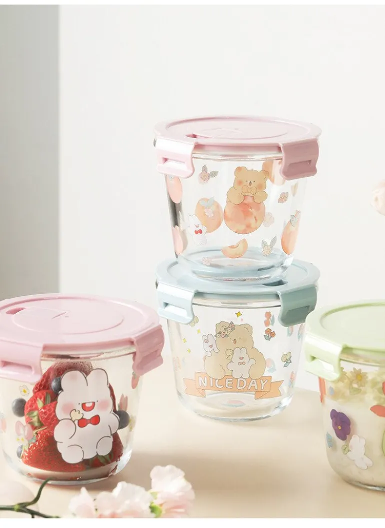 Kawaii Bunny Microwave Glass Bowl With Lid