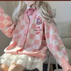 Kawaii Checkered Cardigan