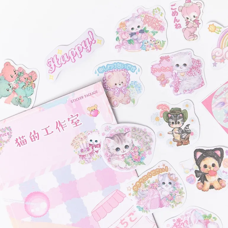 Kawaii Kitten Laser Cut Sticker Set