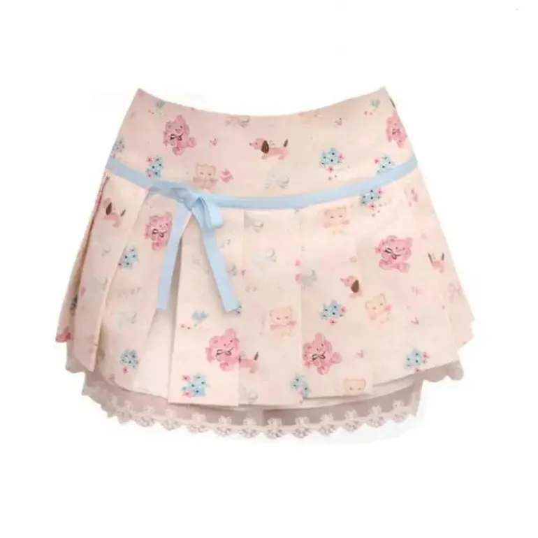 Kawaii Nursery Friends Pleated Skirt