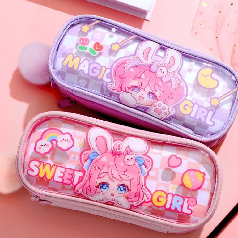 Kawaii Plaid Bunny Pencil Case