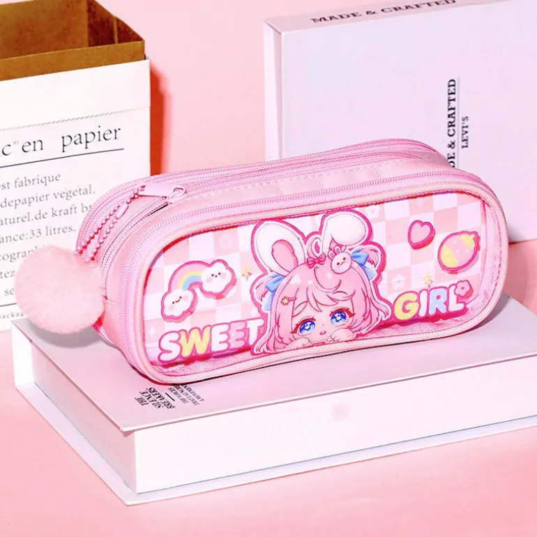 Kawaii Plaid Bunny Pencil Case