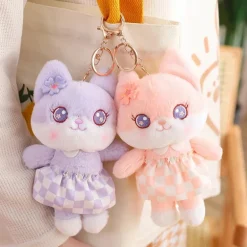 Kawaii Plush Fox Pendant Keychains