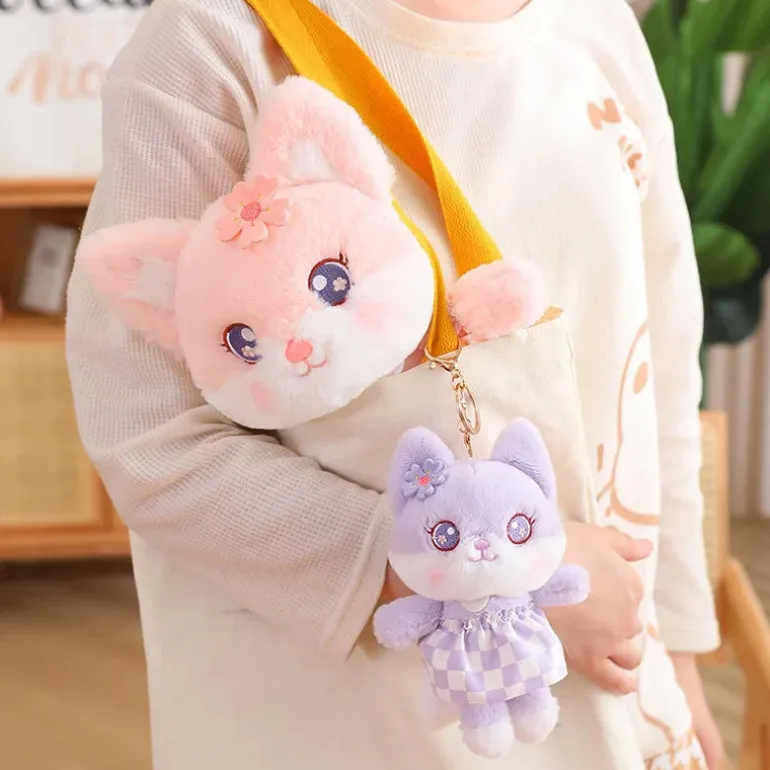 Kawaii Plush Fox Pendant Keychains