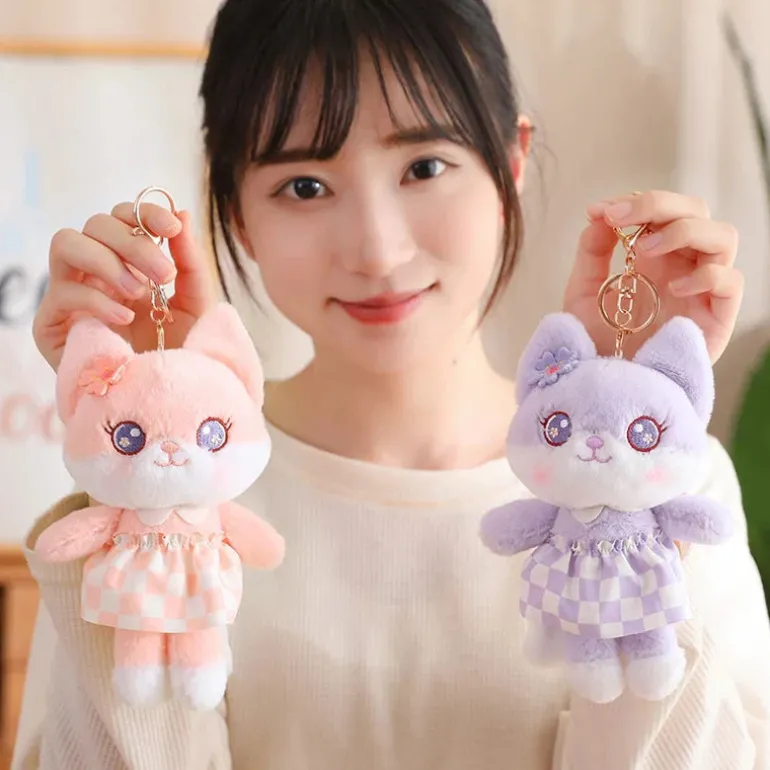 Kawaii Plush Fox Pendant Keychains