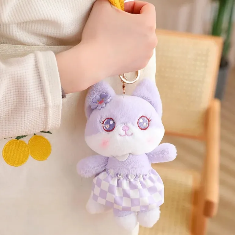 Kawaii Plush Fox Pendant Keychains